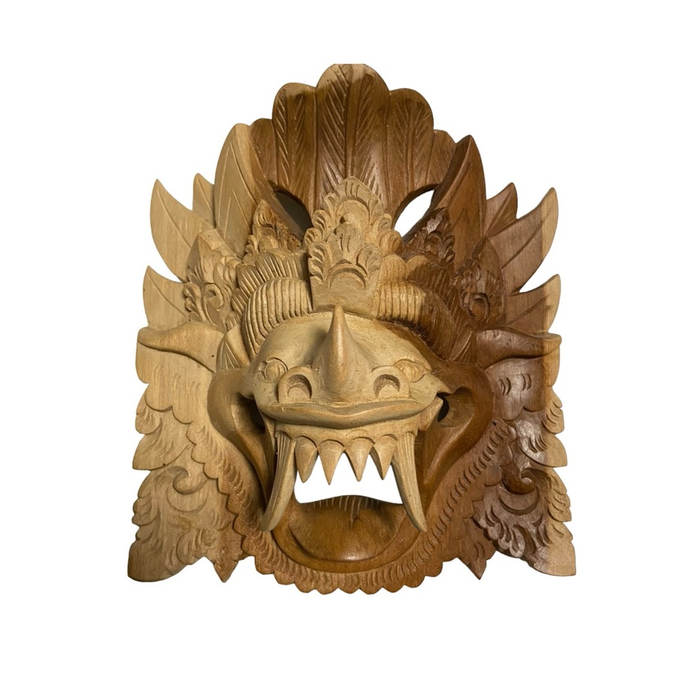 Hand Carved Wood Balinese Indonesian Wall Mask